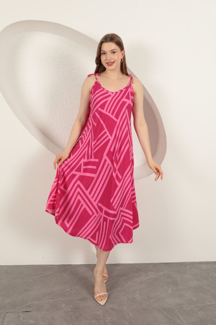 KKT Viscose Fabric Striped Dress-Fuchsia - Northglenn