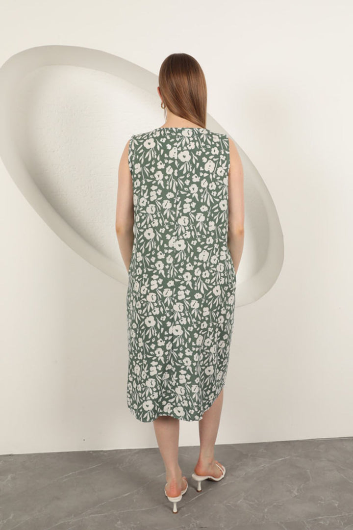 KKT Viscose Fabric Floral Patterned Dress-Khaki - Shawinigan