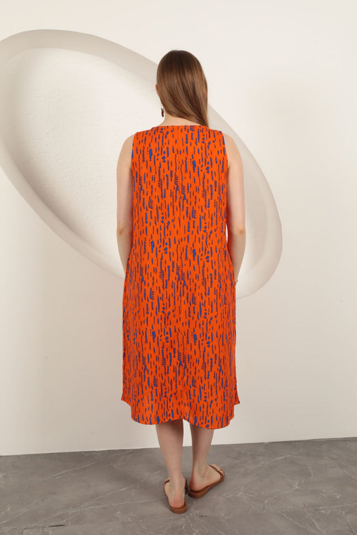 KKT Viscose Fabric Patterned Dress-Orange - Caldas da Rainha
