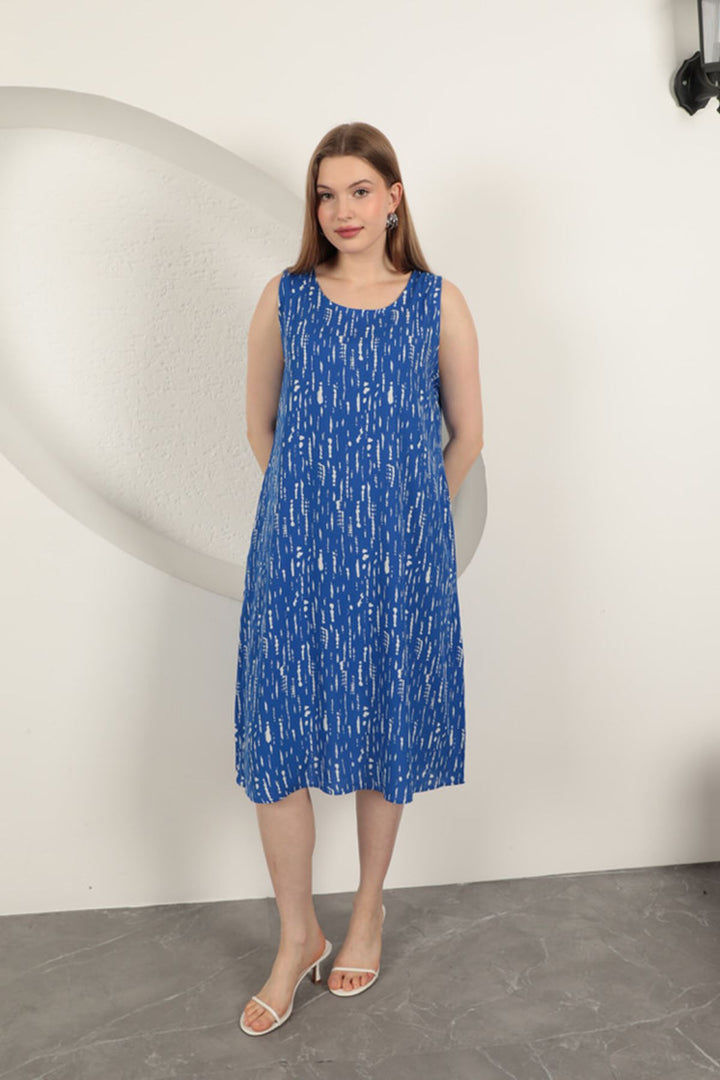 KKT Viscose Fabric Patterned Dress-Sax - Great Yarmouth