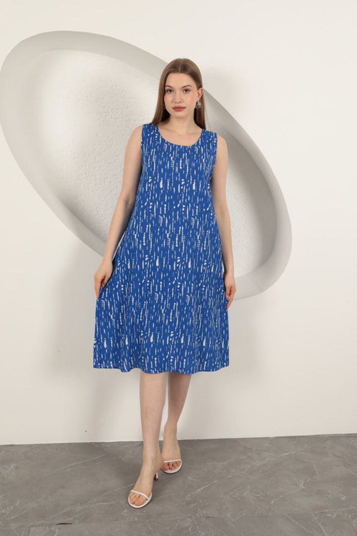KKT Viscose Fabric Patterned Dress-Sax - Great Yarmouth