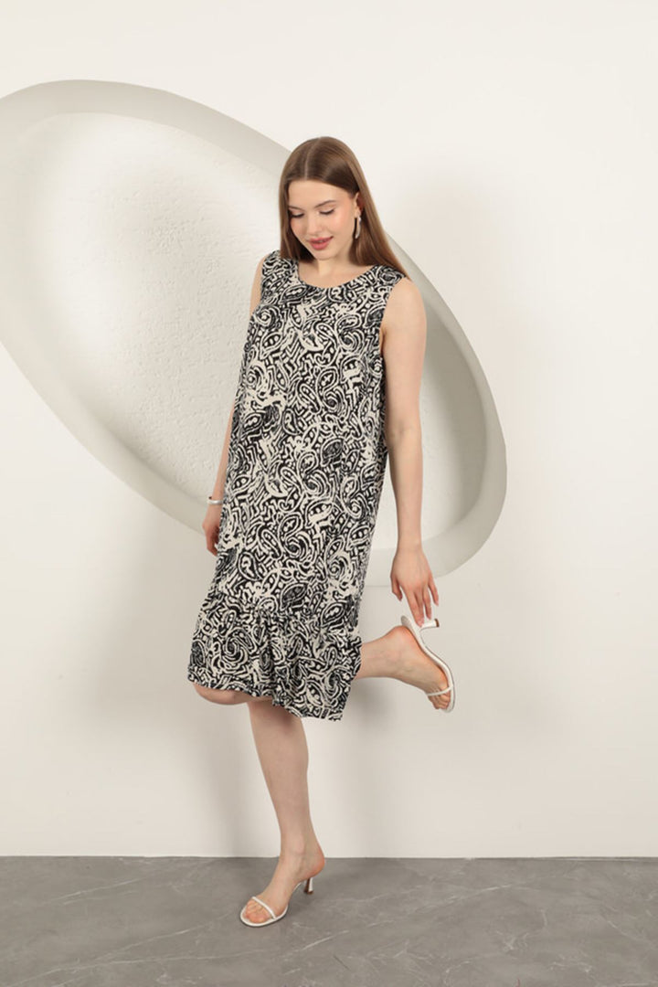 KKT Viscose Patterned Dress-Black - Council Bluffs