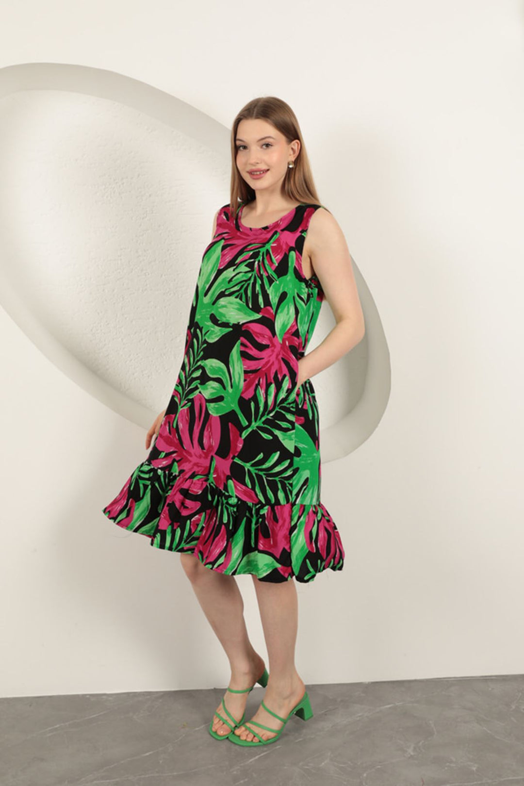 KKT Viscose Fabric Patterned Dress-Fuchsia - Pico Rivera