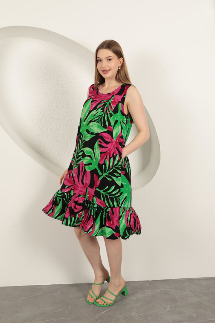 KKT Viscose Fabric Patterned Dress-Fuchsia - Pico Rivera