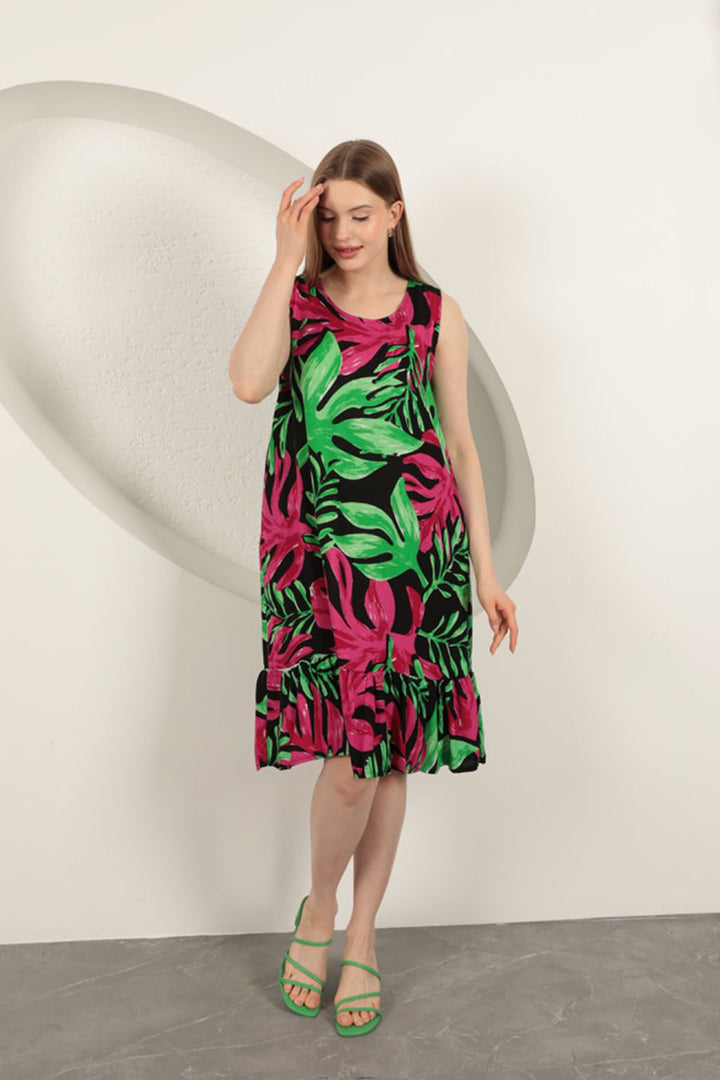 KKT Viscose Fabric Patterned Dress-Fuchsia - Pico Rivera