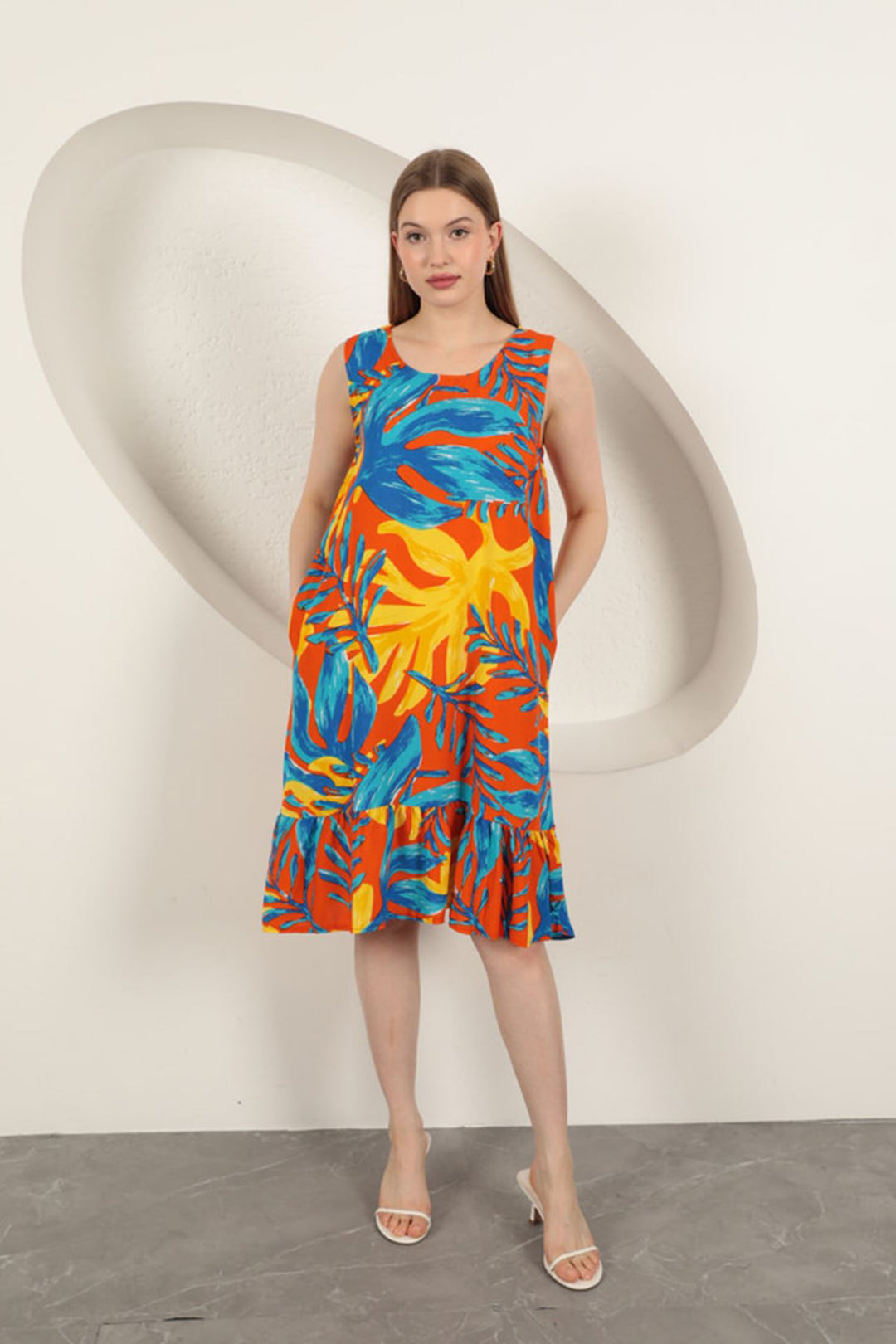 KKT Viscose Fabric Patterned Dress-Yellow - Watertown Town