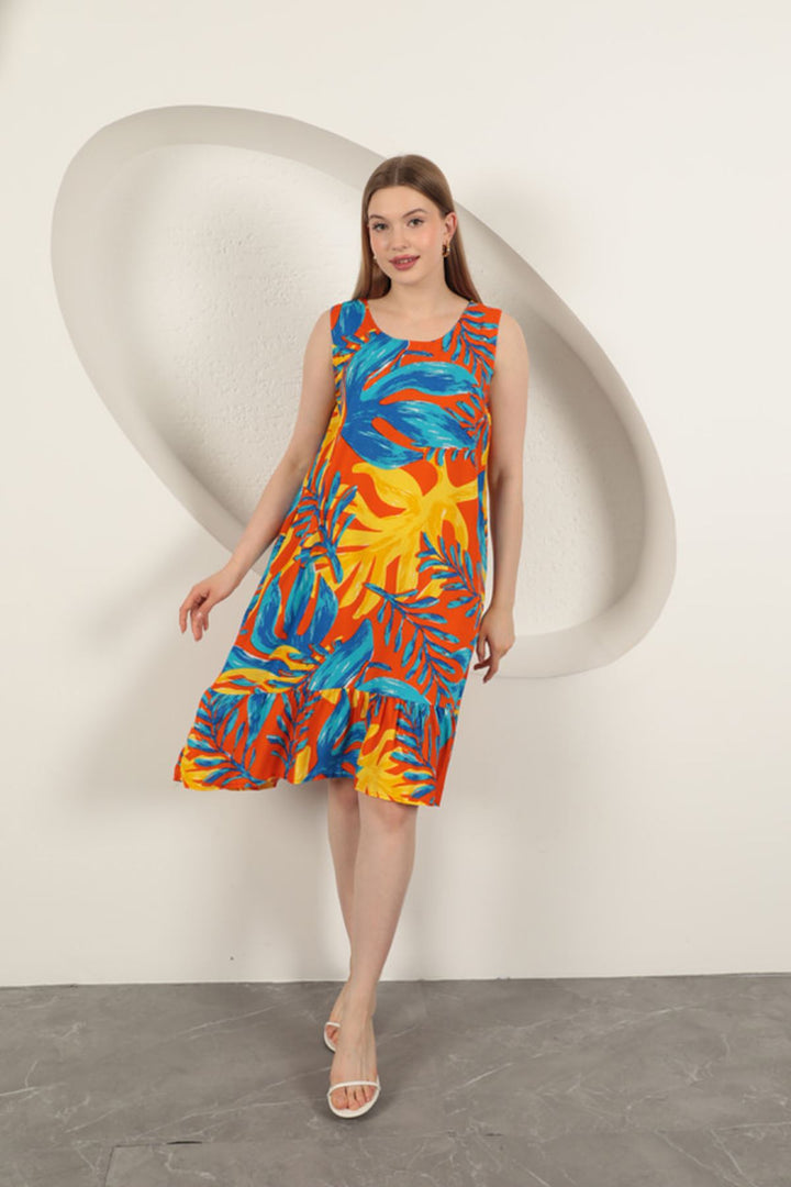 KKT Viscose Fabric Patterned Dress-Yellow - Watertown Town
