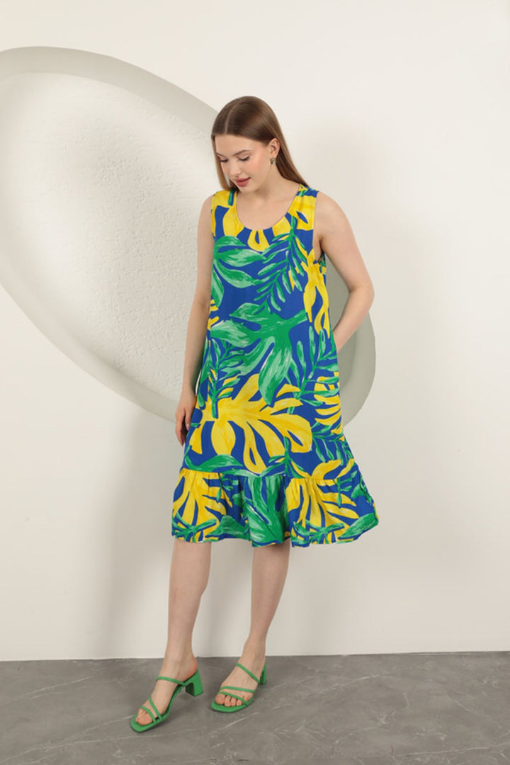 KKT Viscose Fabric Patterned Dress-Green - Milpitas