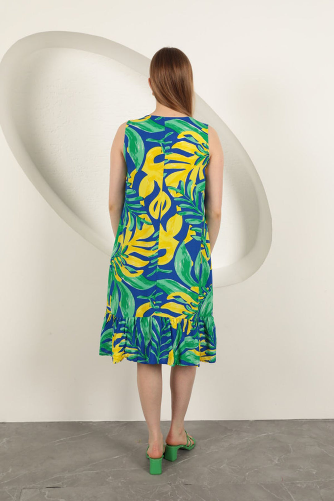 KKT Viscose Fabric Patterned Dress-Green - Milpitas
