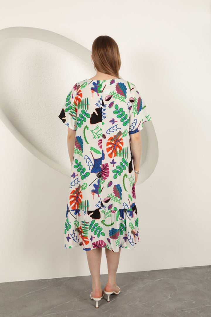 KKT Viscose Leaf Pattern Dress-Ecru - Orland Park