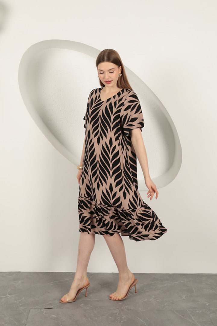 KKT Viscose Fabric Leaf Pattern Dress-Black - Annapolis