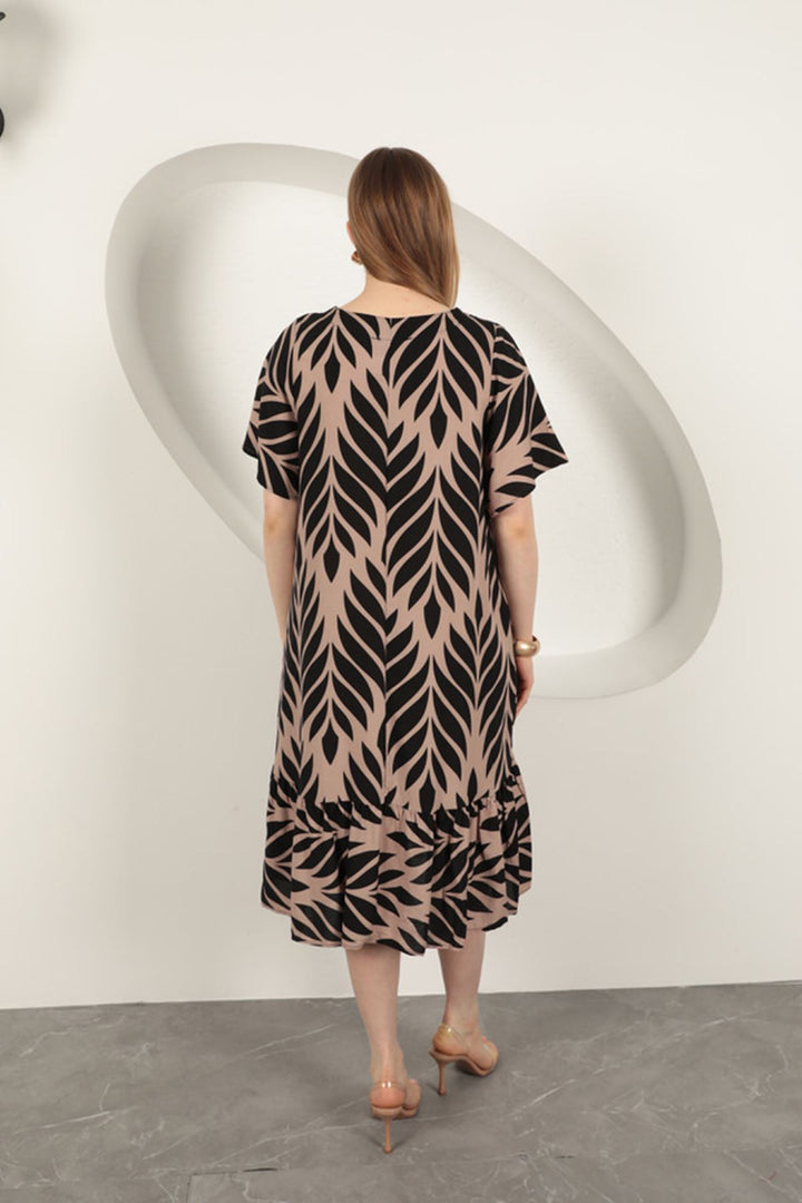 KKT Viscose Fabric Leaf Pattern Dress-Black - Annapolis
