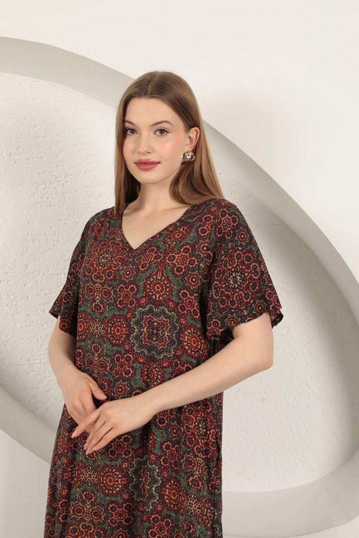 KKT Viscose Fabric Ethnic Dress-Burgundy - Greenwood