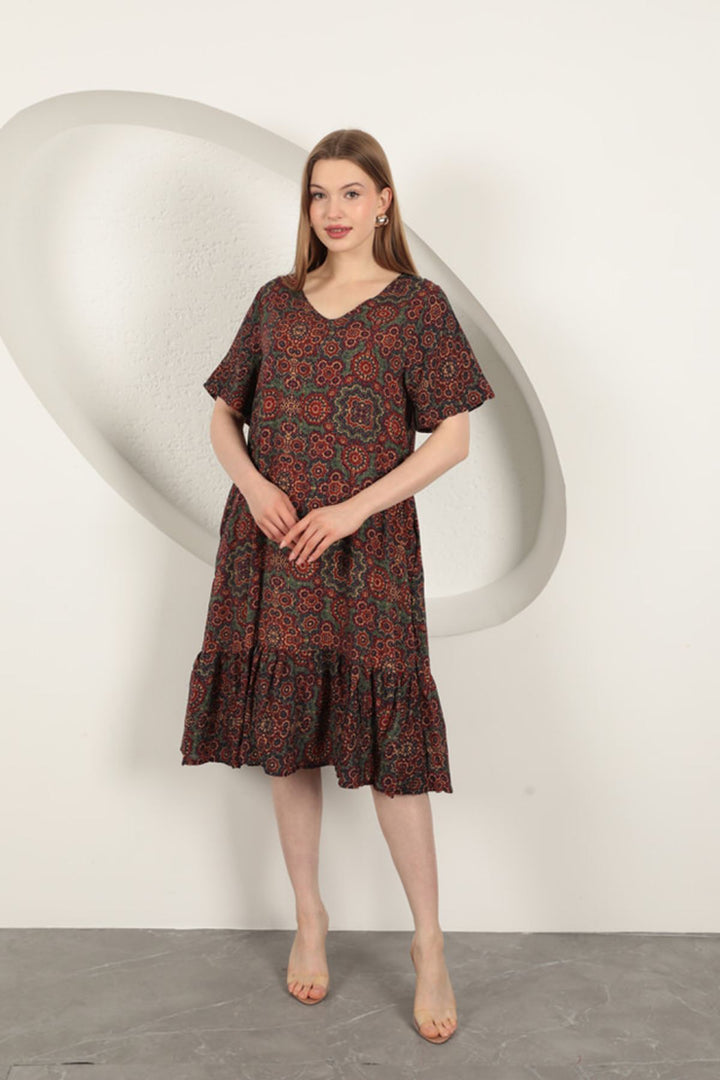 KKT Viscose Fabric Ethnic Dress-Burgundy - Greenwood