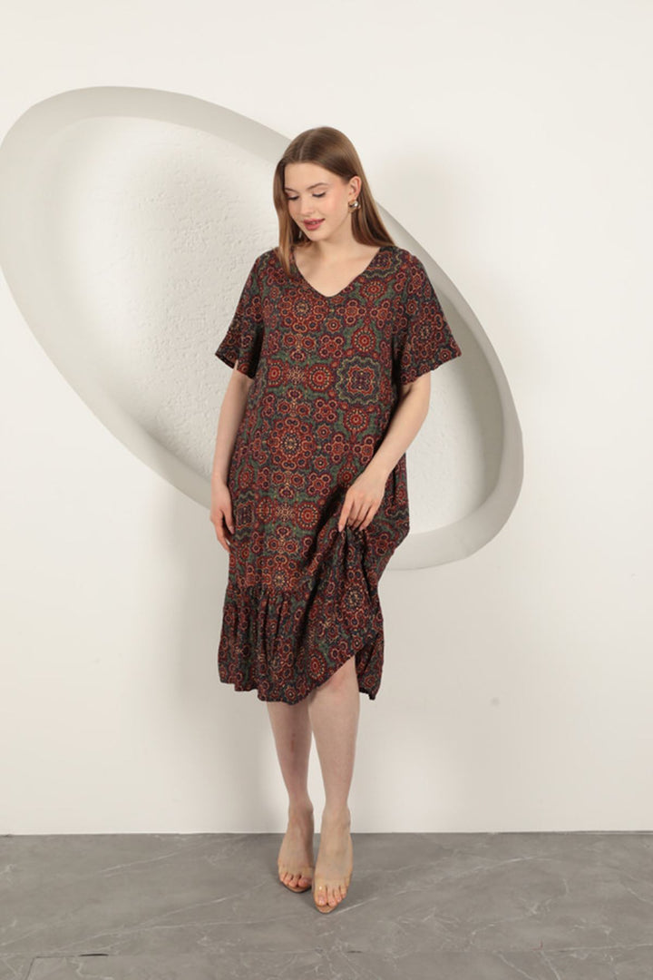 KKT Viscose Fabric Ethnic Dress-Burgundy - Greenwood