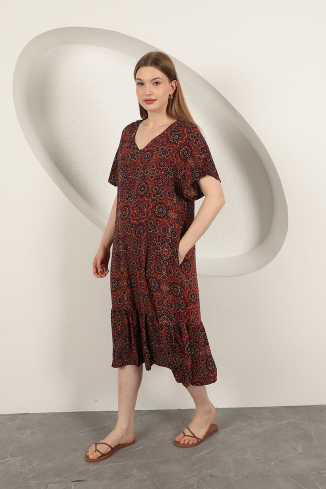 KKT Viscose Fabric Ethnic Dress-Red - Naples
