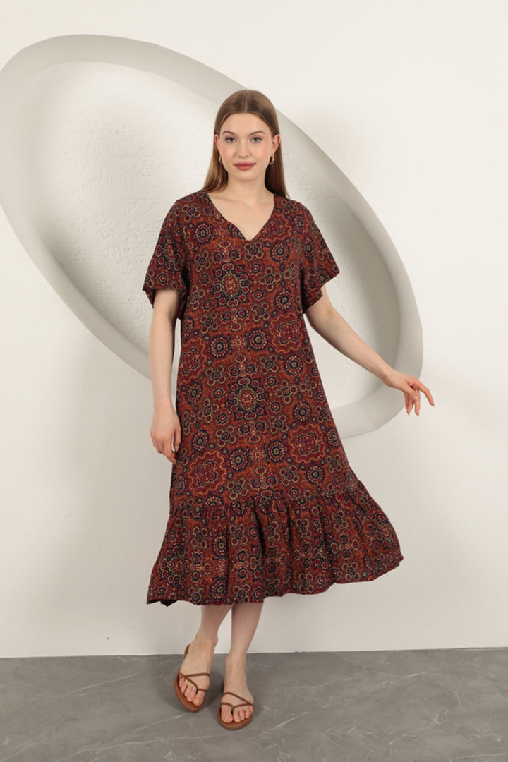 KKT Viscose Fabric Ethnic Dress-Red - Naples