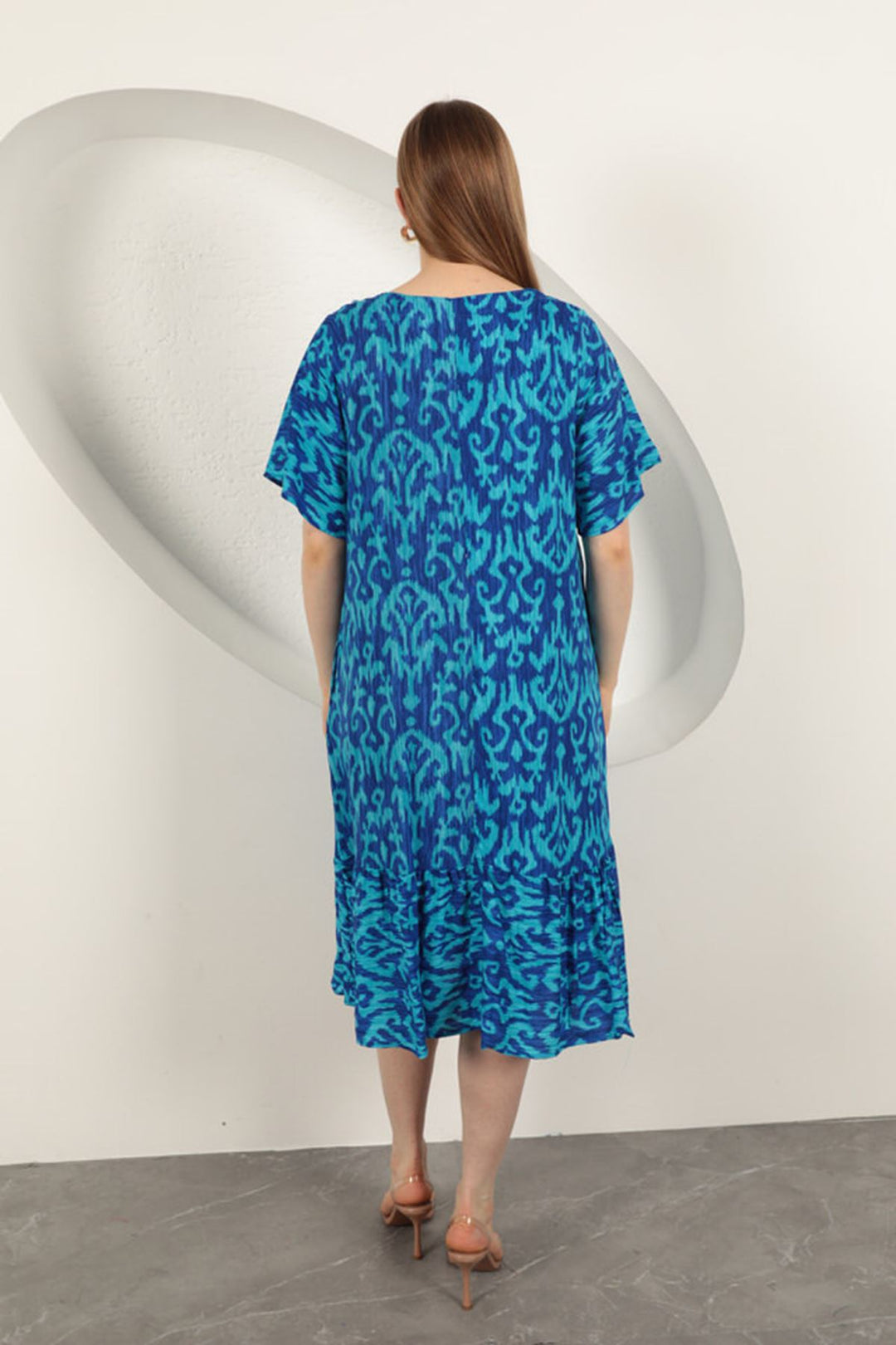 KKT Viscose Fabric Patterned Dress-Sax - Federal Way