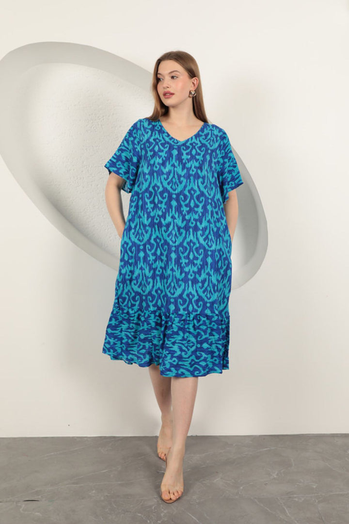 KKT Viscose Fabric Patterned Dress-Sax - Federal Way