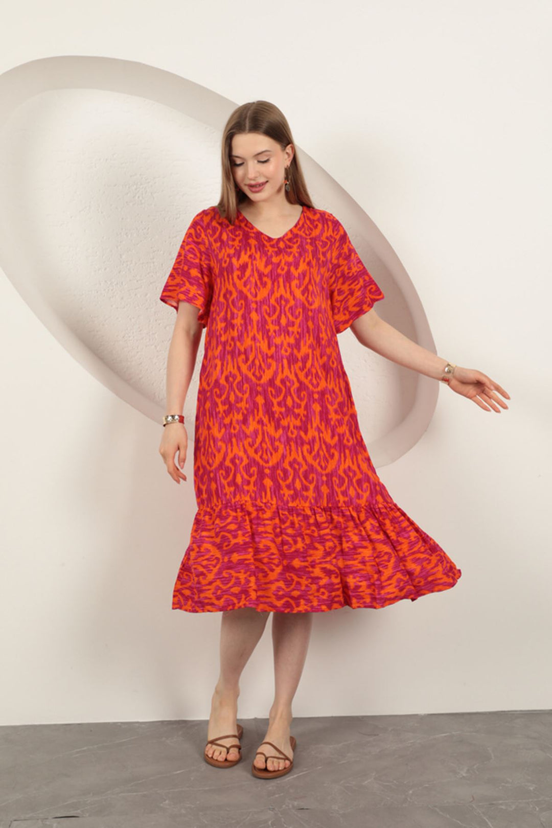 KKT Viscose Fabric Patterned Dress-Purple - Birmingham