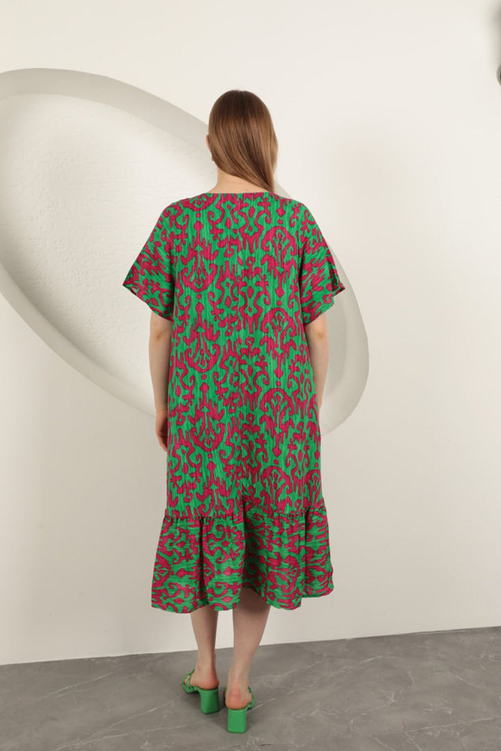KKT Viscose Fabric Patterned Dress-Fuchsia - Fuquay-Varina