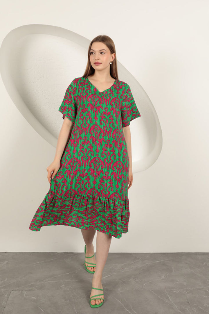 KKT Viscose Fabric Patterned Dress-Fuchsia - Fuquay-Varina