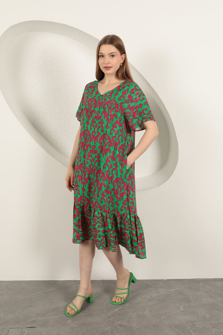 KKT Viscose Fabric Patterned Dress-Fuchsia - Fuquay-Varina