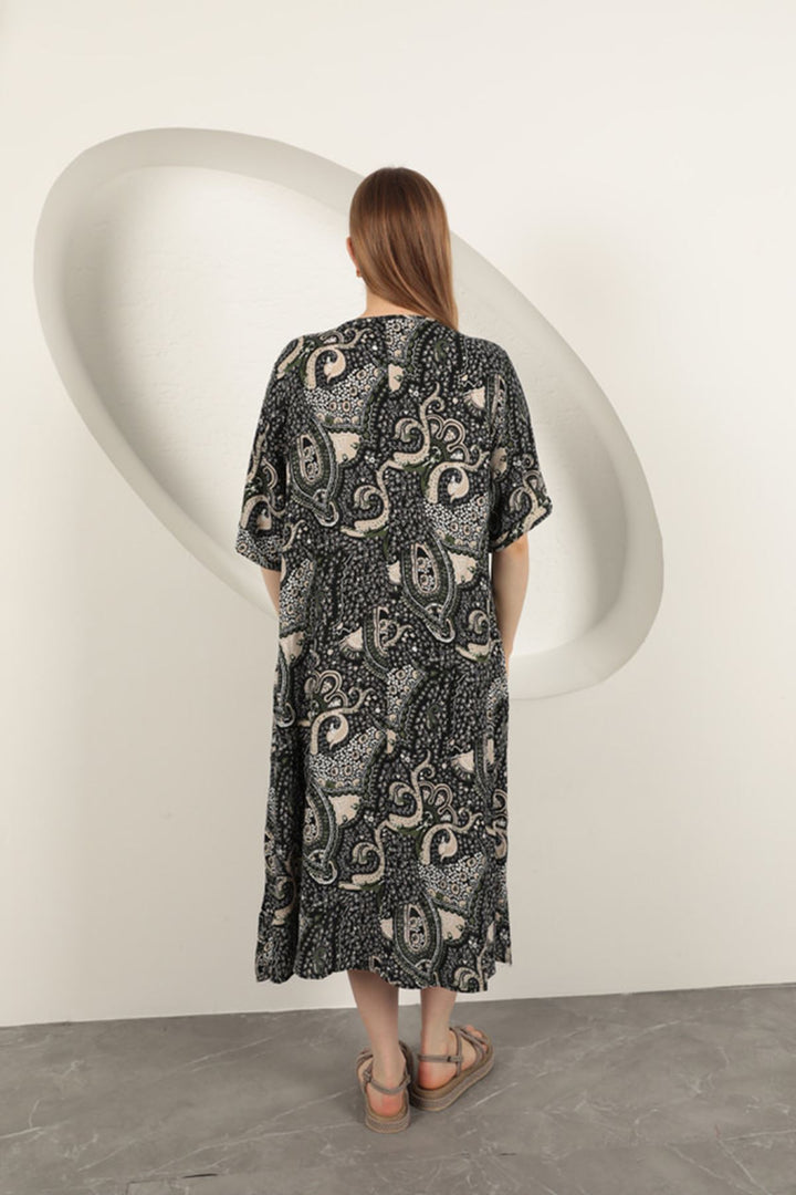 KKT Viscose Shawl Patterned Dress-Black - Barsinghausen