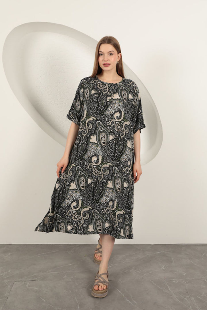 KKT Viscose Shawl Patterned Dress-Black - Barsinghausen