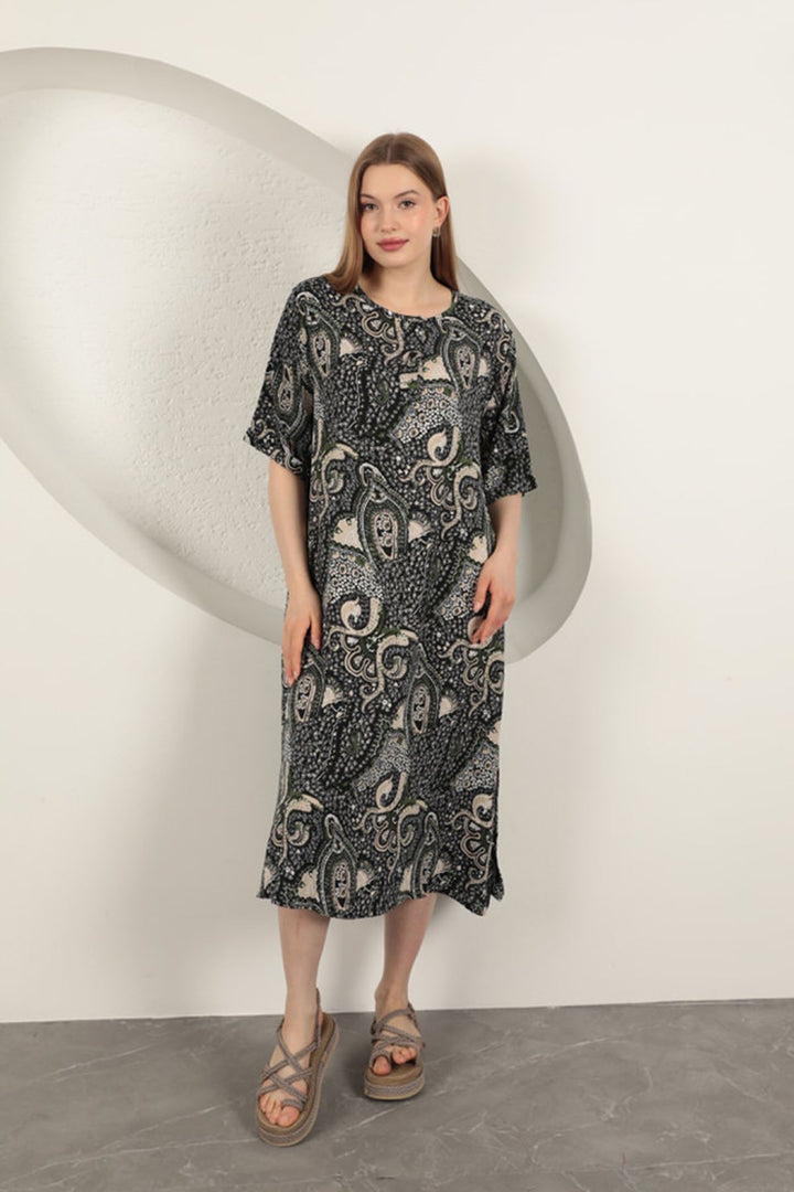 KKT Viscose Shawl Patterned Dress-Black - Barsinghausen