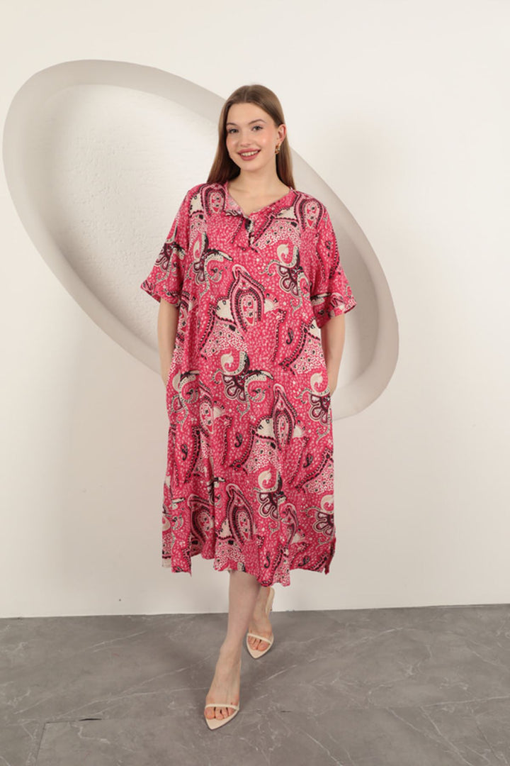 KKT Viscose Shawl Patterned Dress-Fuchsia - Gillingham