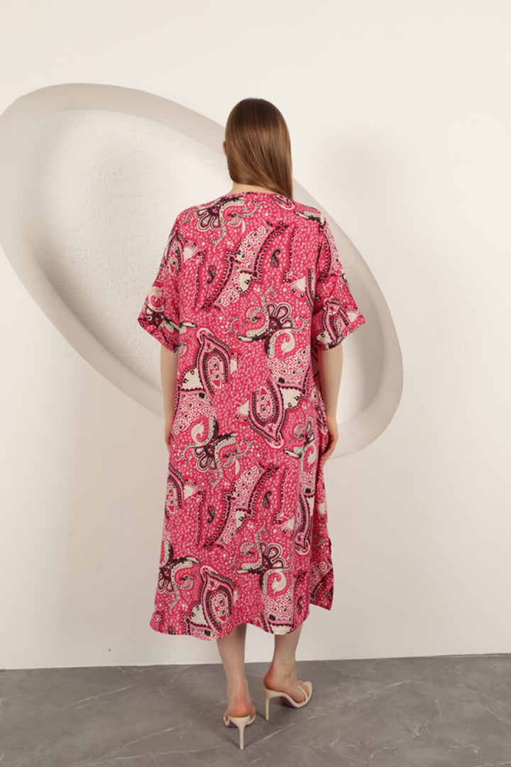 KKT Viscose Shawl Patterned Dress-Fuchsia - Gillingham