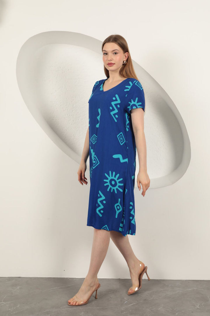 KKT Viscose Fabric Ethnic Dress-Sax - Horsham