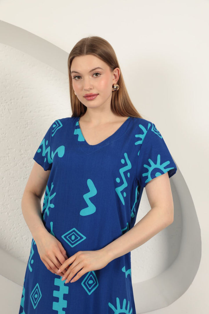 KKT Viscose Fabric Ethnic Dress-Sax - Horsham