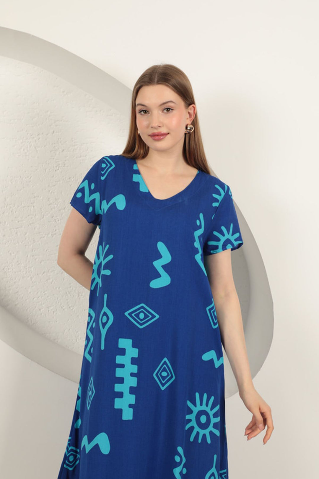 KKT Viscose Fabric Ethnic Dress-Sax - Horsham