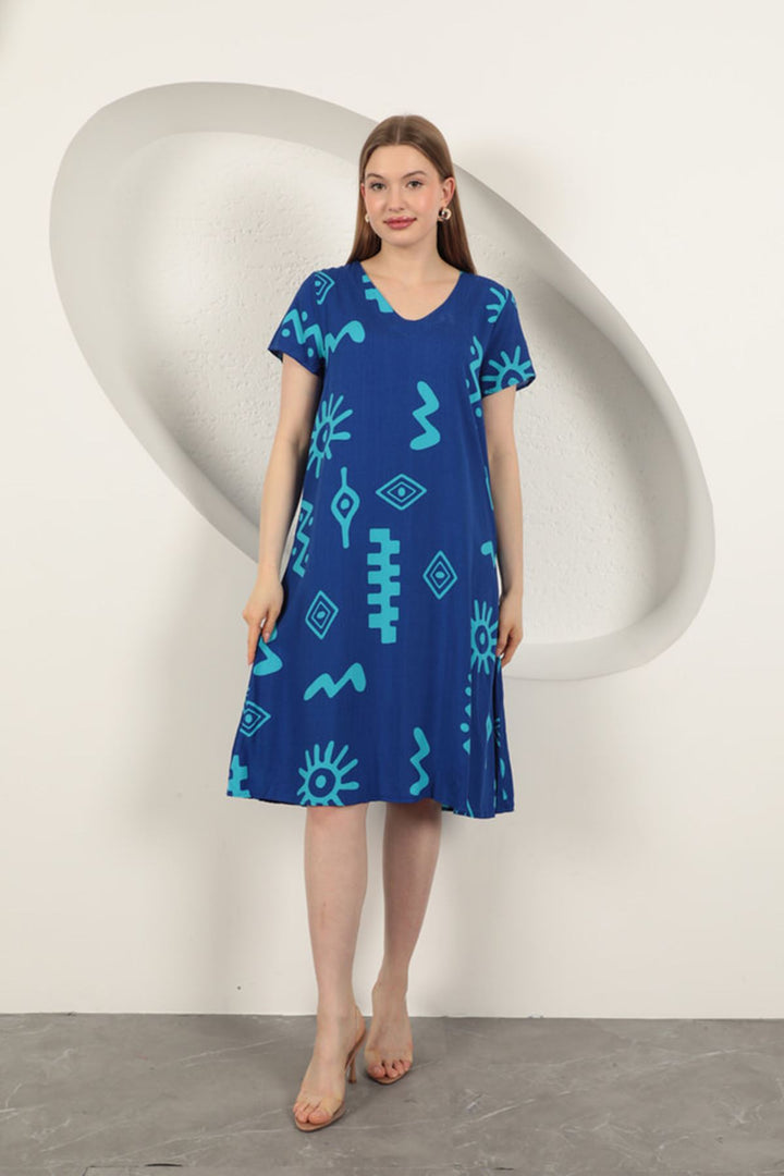 KKT Viscose Fabric Ethnic Dress-Sax - Horsham