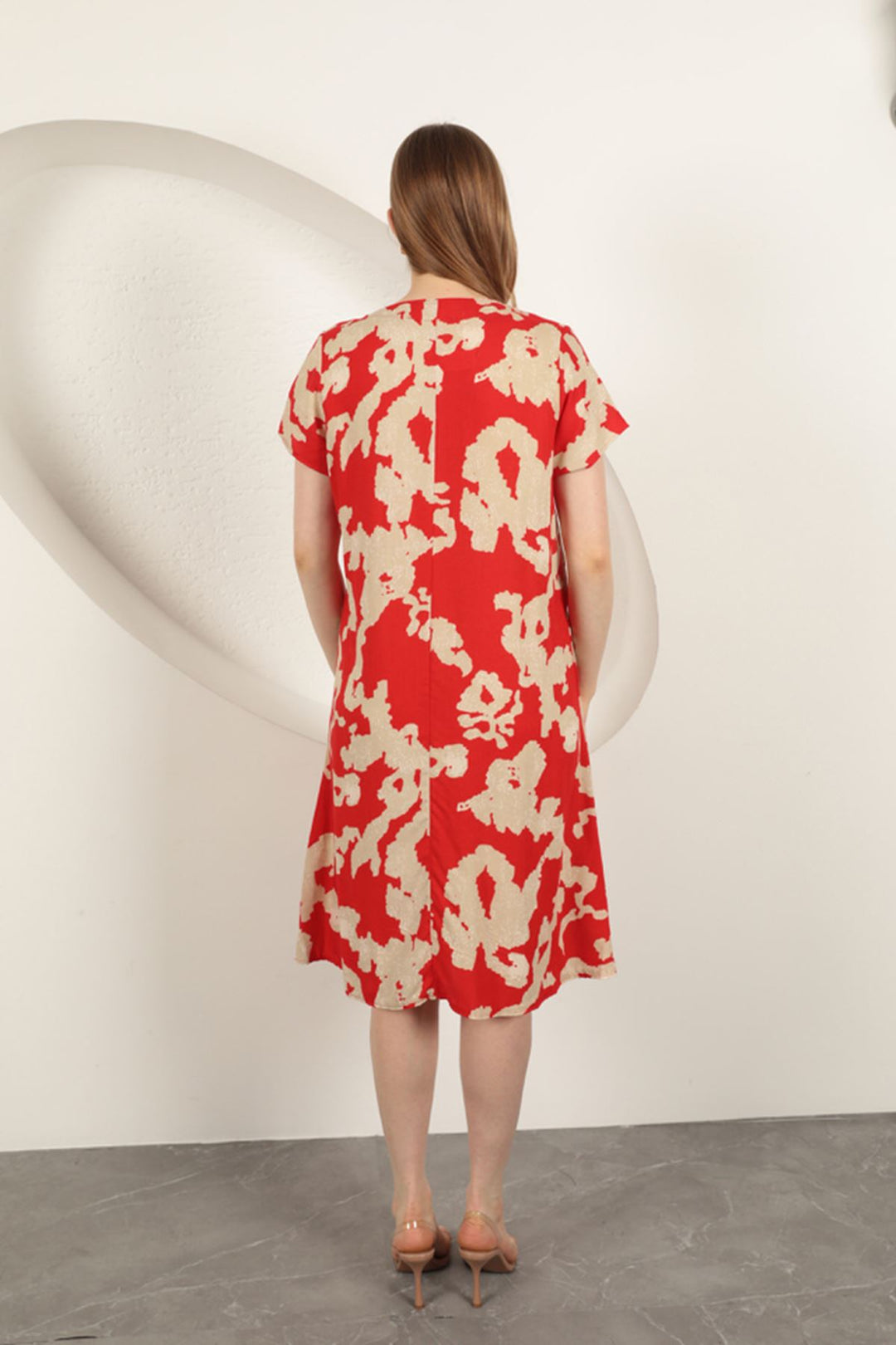 KKT Viscose Fabric Patterned Dress-Red - Hoogeveen