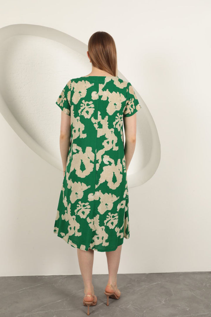 KKT Viscose Fabric Patterned Dress-Green - Pesaro