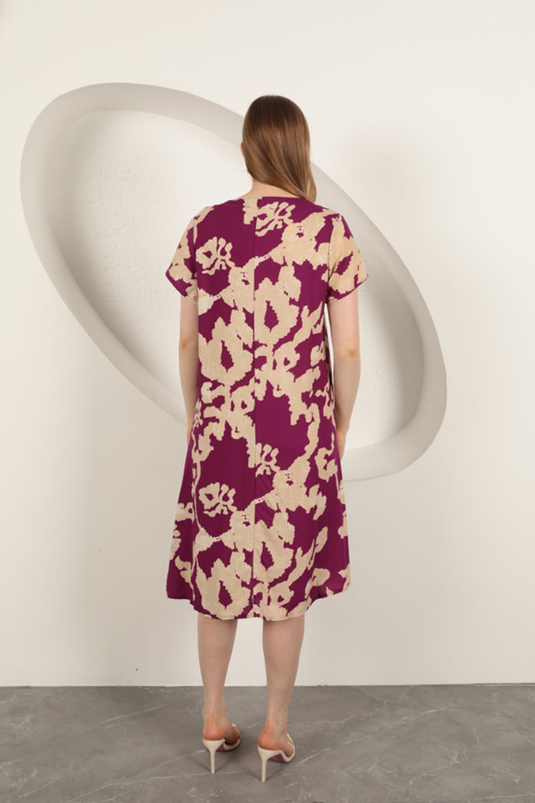 KKT Viscose Fabric Patterned Dress-Purple - Brantford