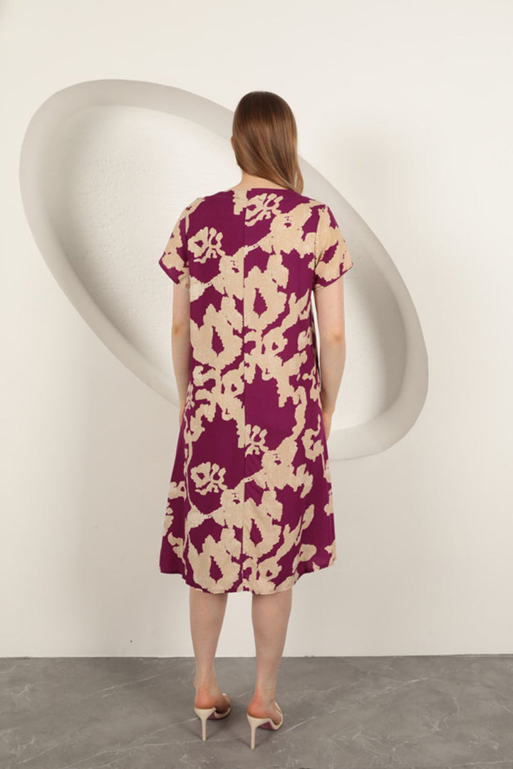 KKT Viscose Fabric Patterned Dress-Purple - Brantford