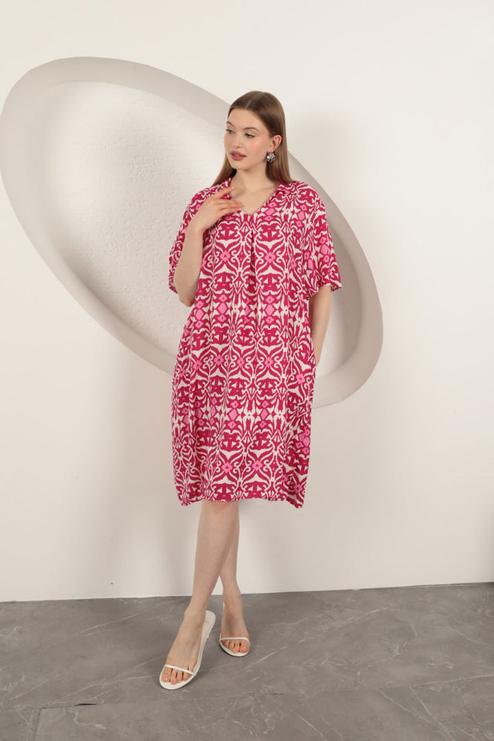 KKT Viscose Ethnic Patterned Dress-Fuchsia - Westminster