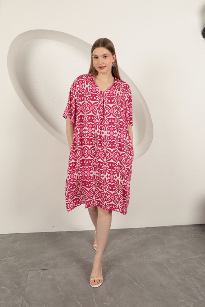 KKT Viscose Ethnic Patterned Dress-Fuchsia - Westminster