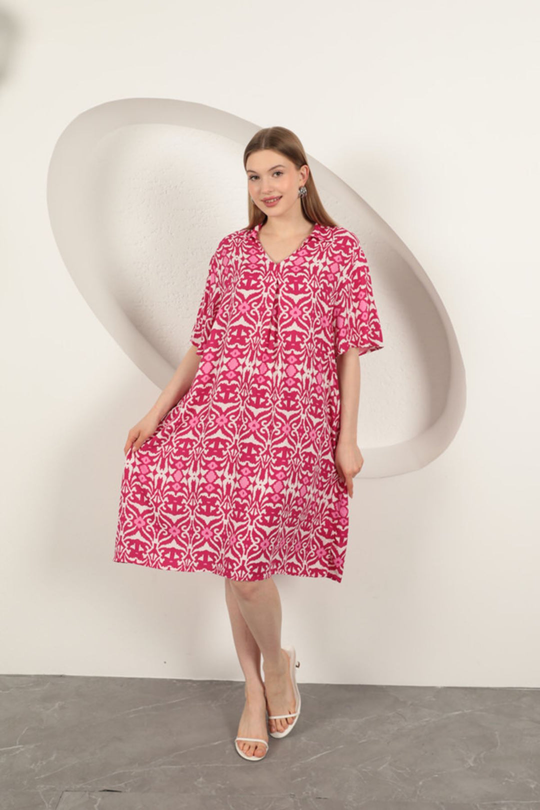 KKT Viscose Ethnic Patterned Dress-Fuchsia - Westminster