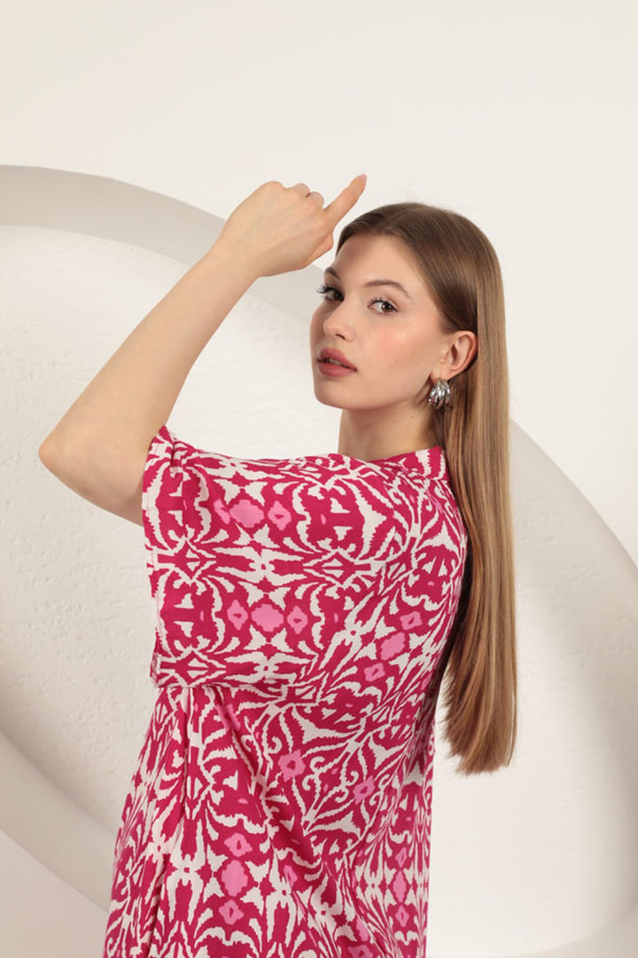 KKT Viscose Ethnic Patterned Dress-Fuchsia - Westminster