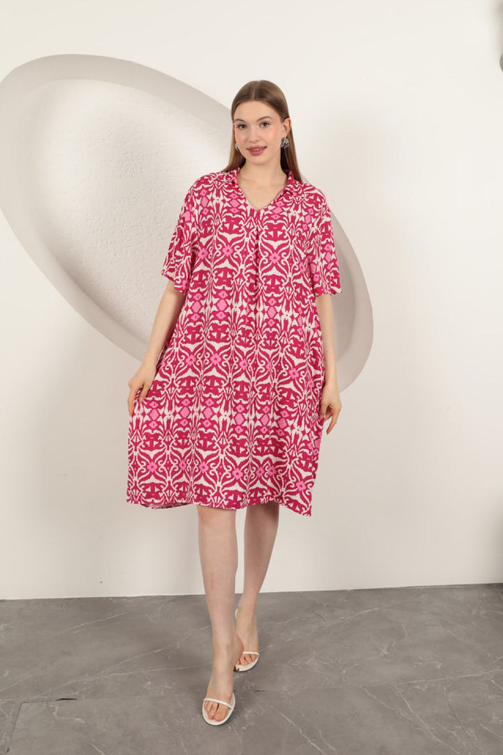 KKT Viscose Ethnic Patterned Dress-Fuchsia - Westminster