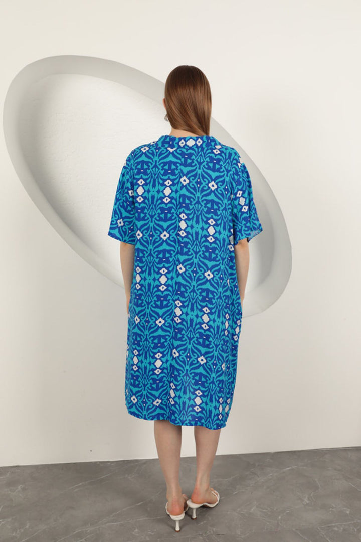 KKT Viscose Ethnic Patterned Dress-Blue - Coatzacoalcos