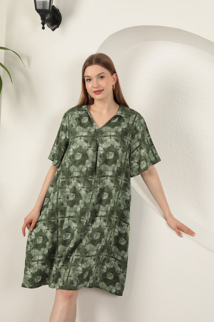 KKT Viscose Patterned Dress-Khaki - Empoli