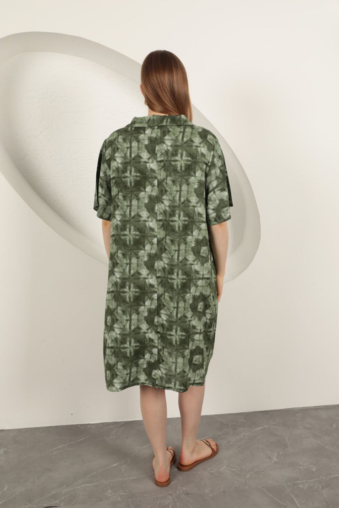 KKT Viscose Patterned Dress-Khaki - Empoli