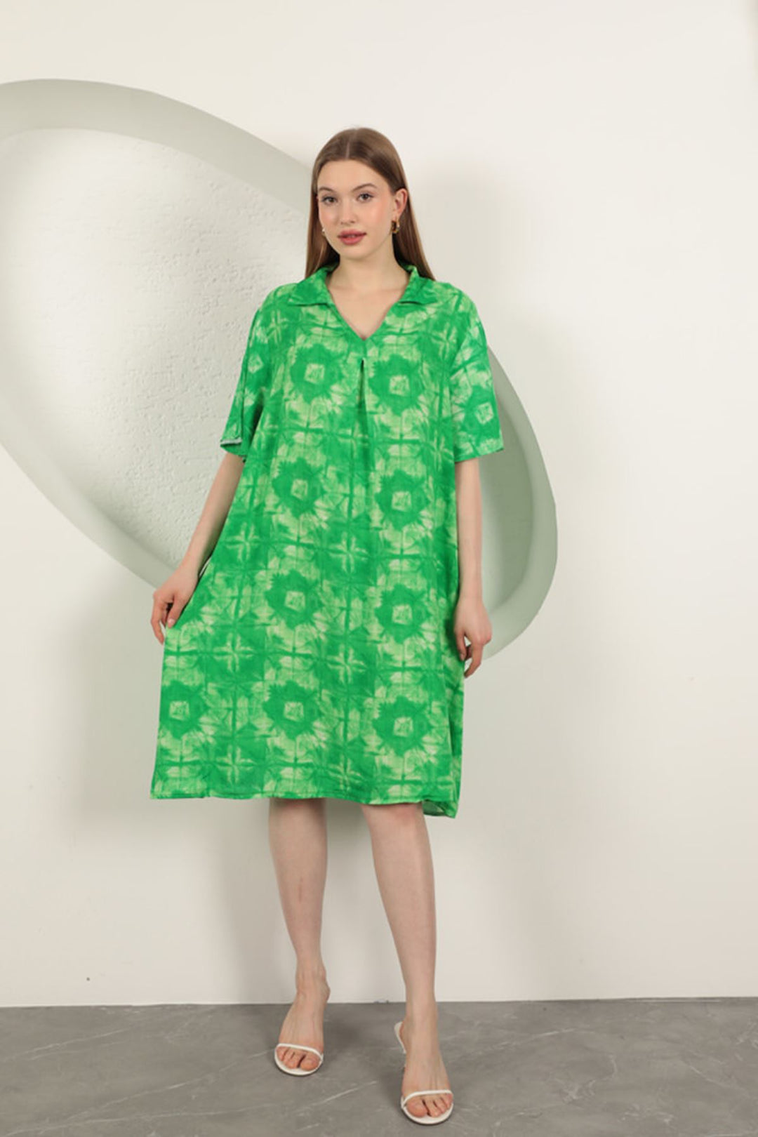 KKT Viscose Patterned Dress-Green - Oviedo