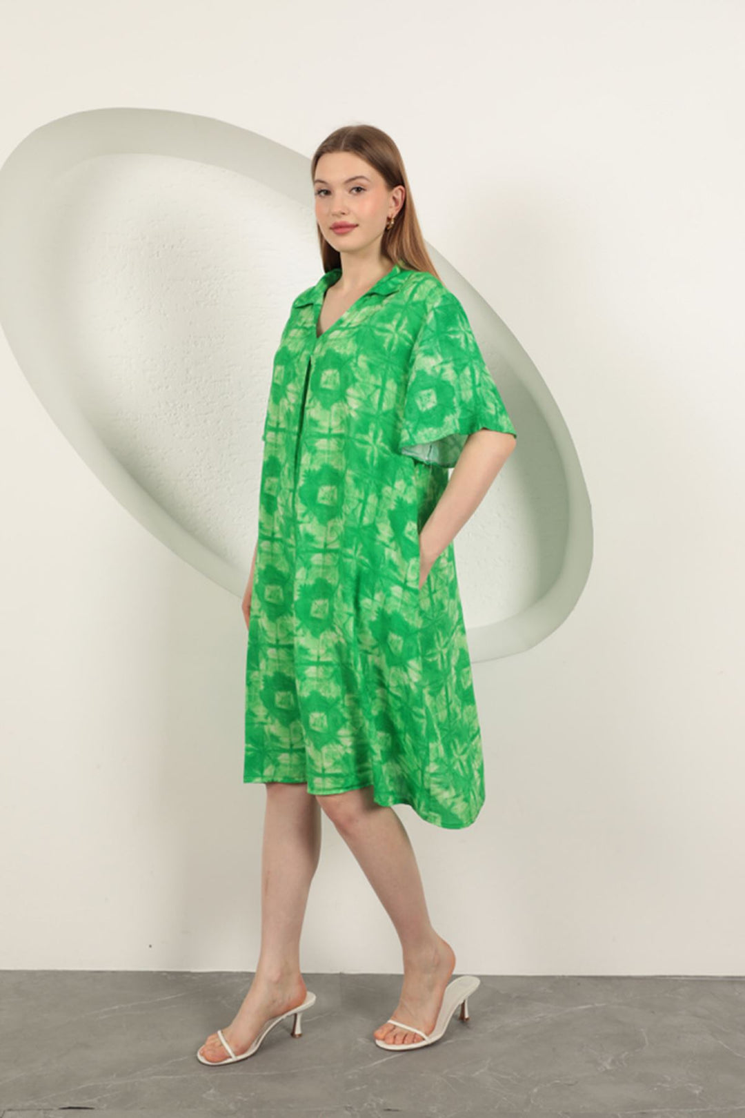 KKT Viscose Patterned Dress-Green - Oviedo